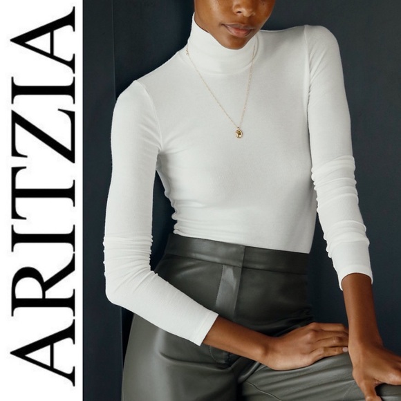 Aritzia Tops - ARITZIA Wilfred Only Ribbed White Turtleneck XXS